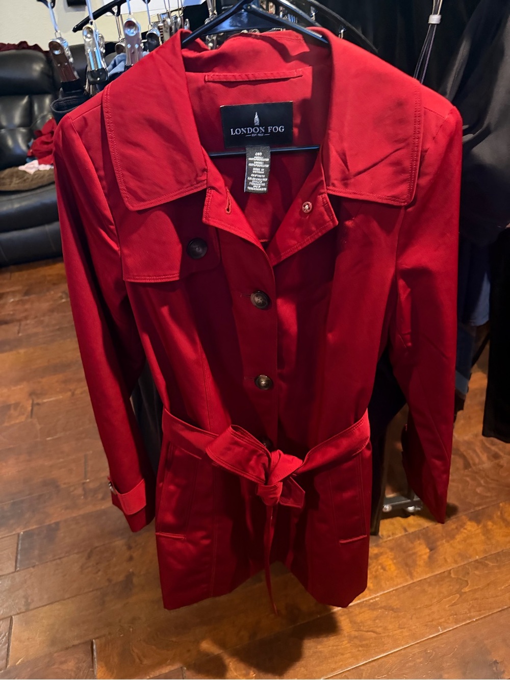 London Fog Women's chili Red Trench Coat with Belt